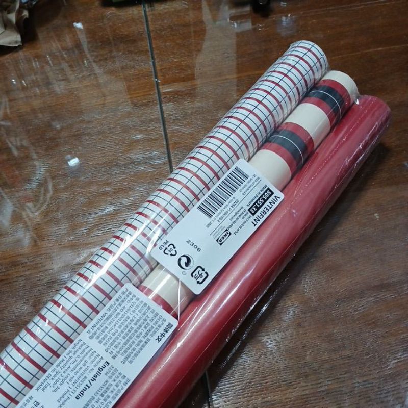 

IKEA kertas kado 3rol motif NATAL 0.7m gift wrap merah hijau coklat