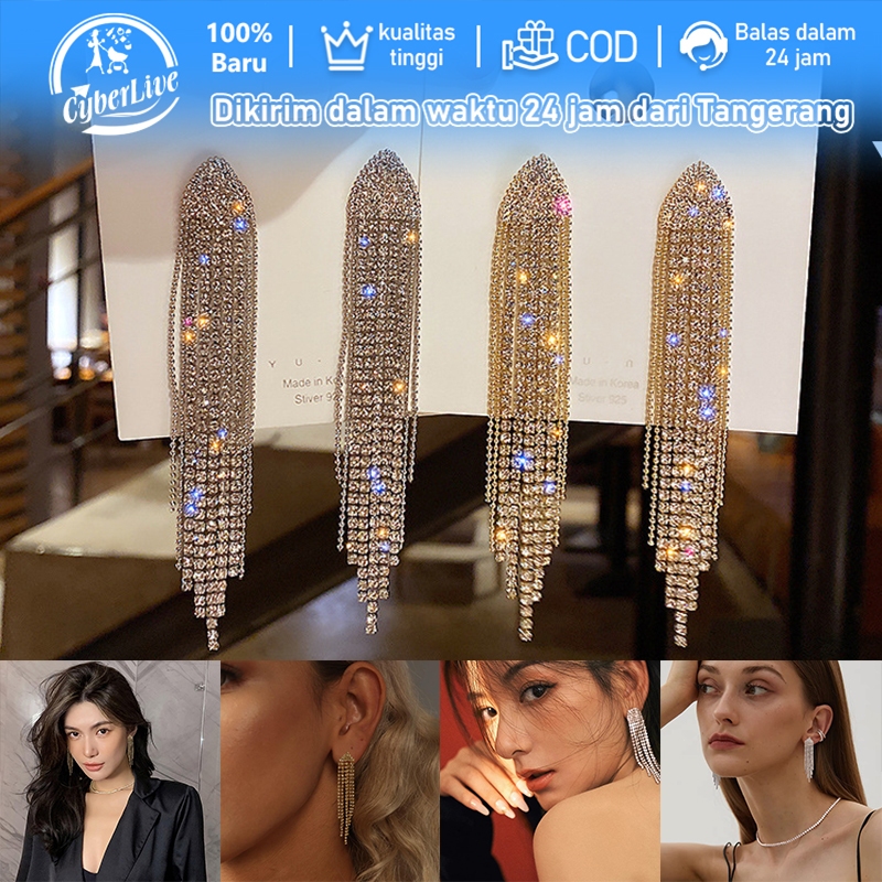 Anting Juntai Panjang Anting Panjang Wanita Anting Berlian Panjang Korean Look Simple Elegan