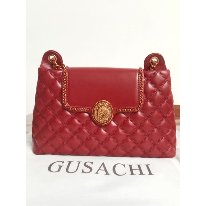 FO Bags Tas GUSACHI Rantai Cantik Warna Merah Marun Untuk Wanita Sultan Brand Import Premium kd 91