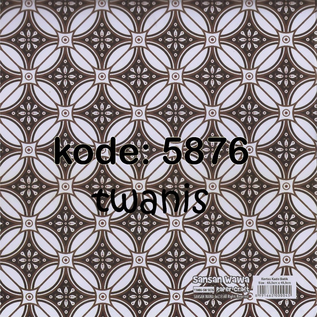 

Kertas Kado Batik Motif Kawung SANWA kode 5876 Eceran Khusus Jogja kirim Kurir Instan