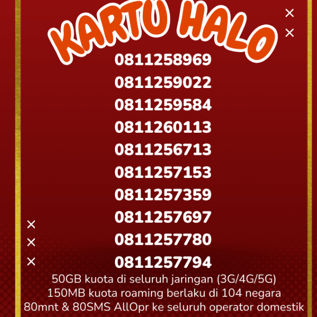 Kuota 50GB  Telkomsel kartu halo 10 digit nomor cantik Nomor langka 19