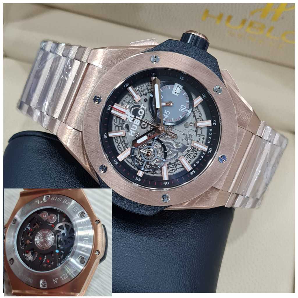 Jam Tangan Pria Hublot Big Bang Limitied Edition Baterai Stainless Steel 45mm Include Box Original