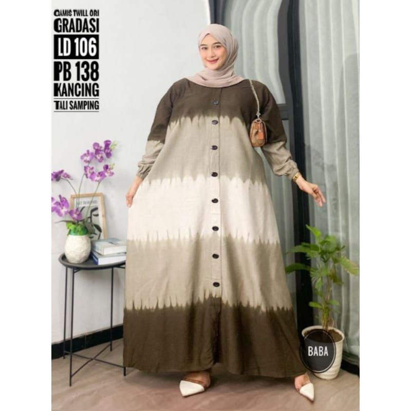 (GAMIS TWILL GRADASI SUPER JUMBO XXXL  LD 130-135 FULL KANCING
