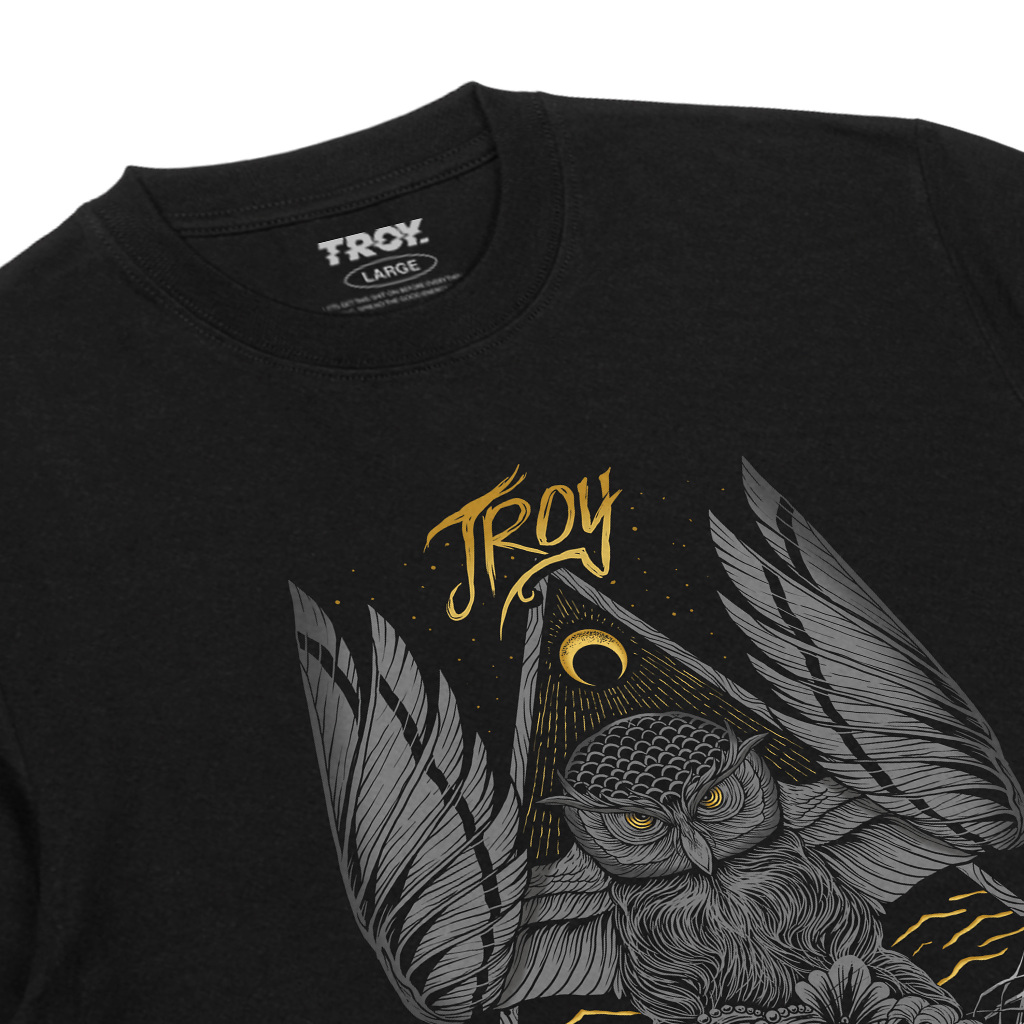 Troy Company Tshirt Black The Night Owl - Kaos Pria Lengan Pendek Hitam MT 2861