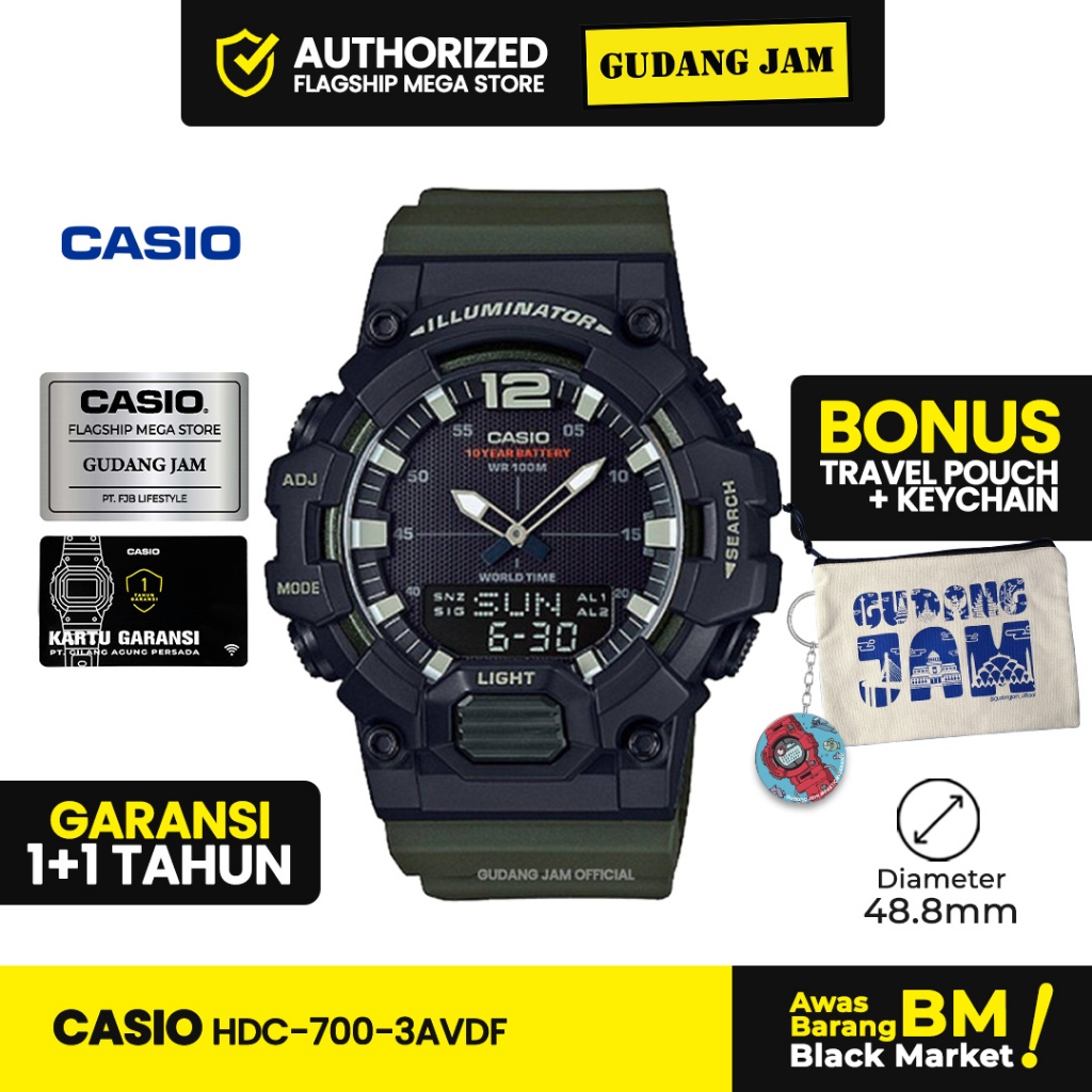 Jam Tangan Casio HDC-700-3AVDF HDC-700-3A HDC-700 HDC700 HDC 700