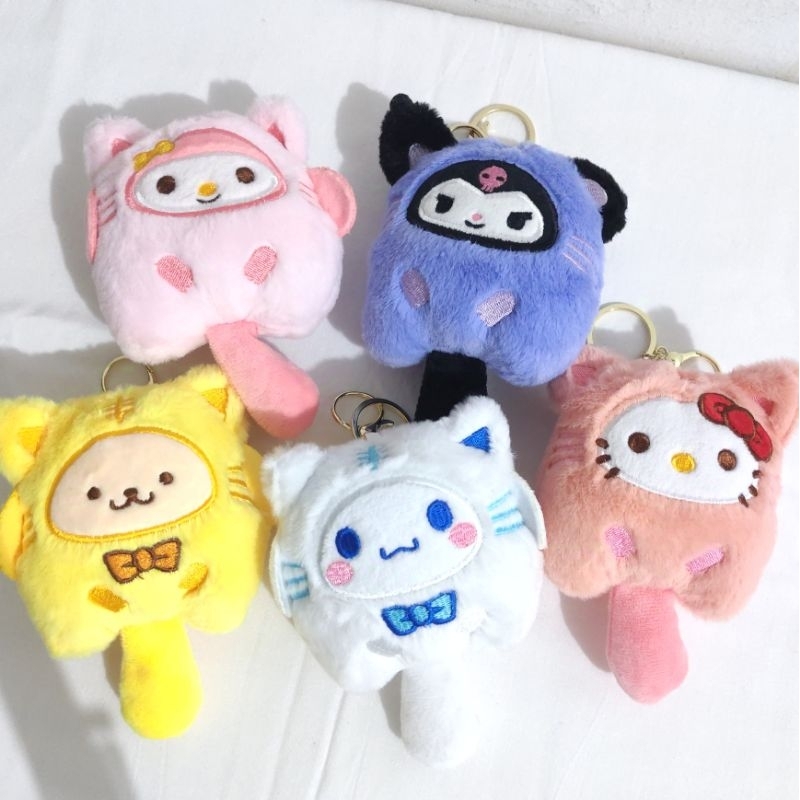 Liontin Gantungan Tas | Sanrio Cat Series Plush Dolls | Gantungan Kunci Boneka Sanrio | Bag Charm Sa