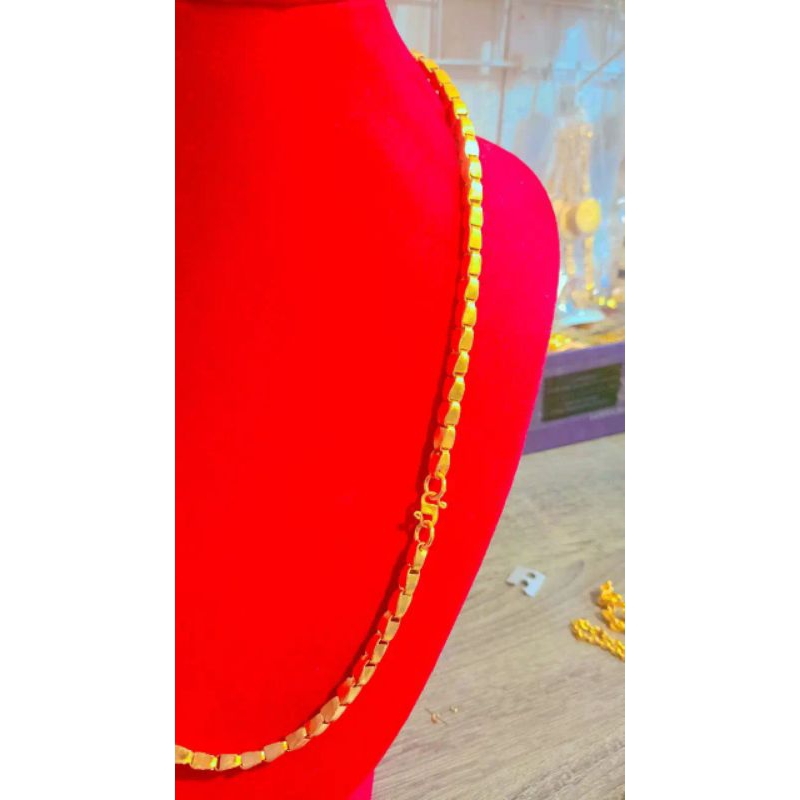 kalung padi sedang mas lapis kristal