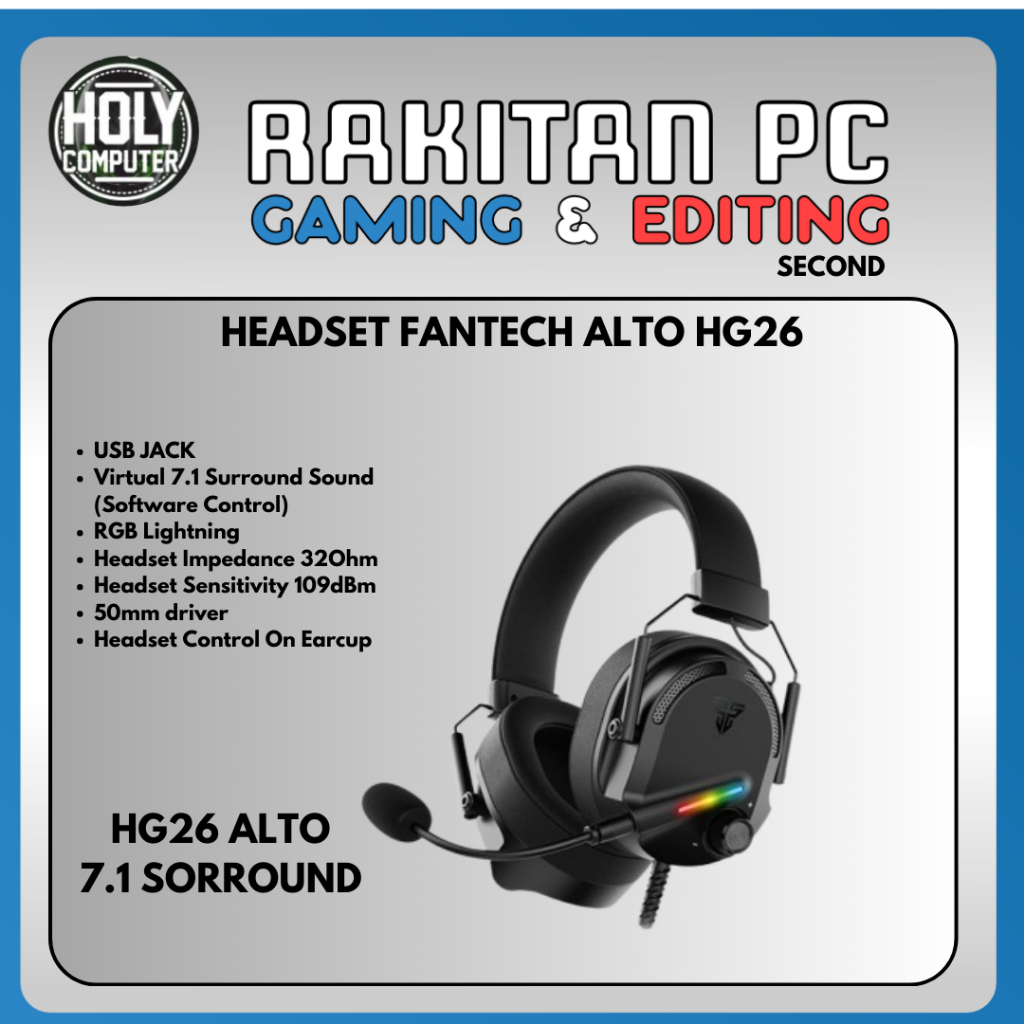 Headset PC Gaming Fantech HG26 7.1 Sorround USB Second