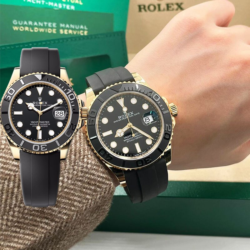 【100% ASLI】Original Jam tangan Rolex Pria Yacht-Master seri m226658-0001 diameter 42 mm Gold dial ba