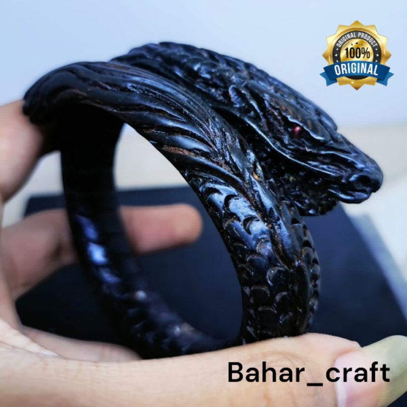 gelang akar bahar hitam jumbo ukir naga