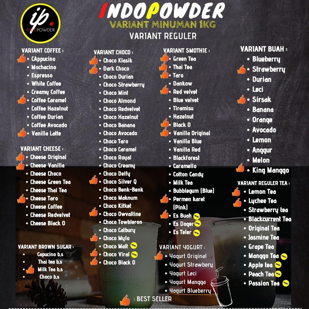 

RK12 INDOPOWDER BUBUK MINUMAN ANEKA RASA 1Kg 90++ Variant - Serbuk Minuman 1Kg - Bubuk Minuman