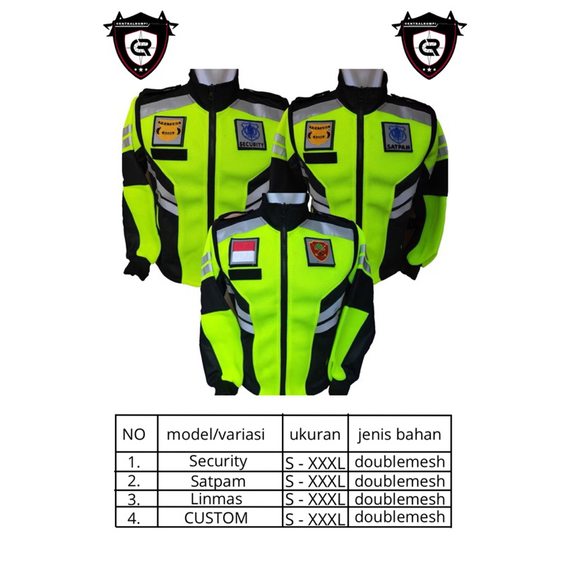 Rompi jaket security satpam linmas bahan tebal doublemesh