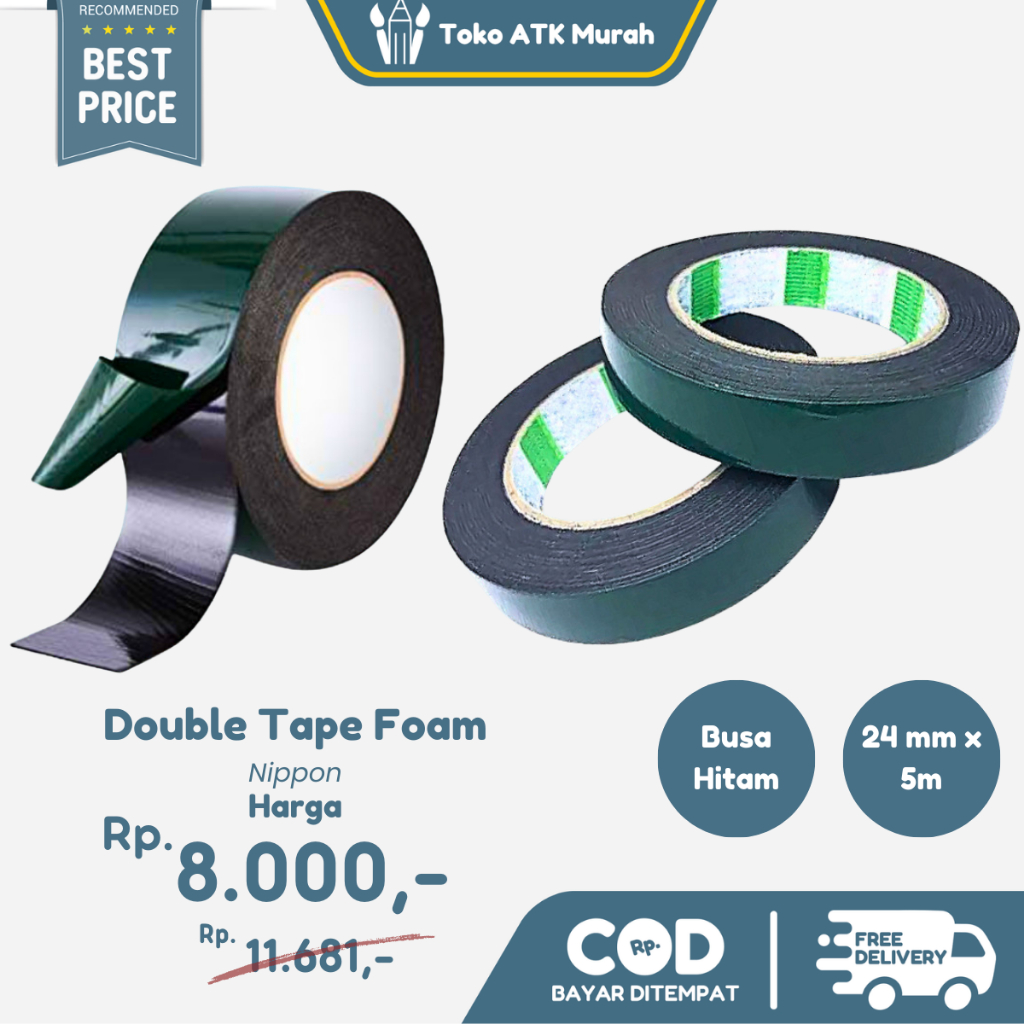 

Double Side Tape Foam NIPPON hijau - 24mm Doubletape 2 Sisi / Termurah