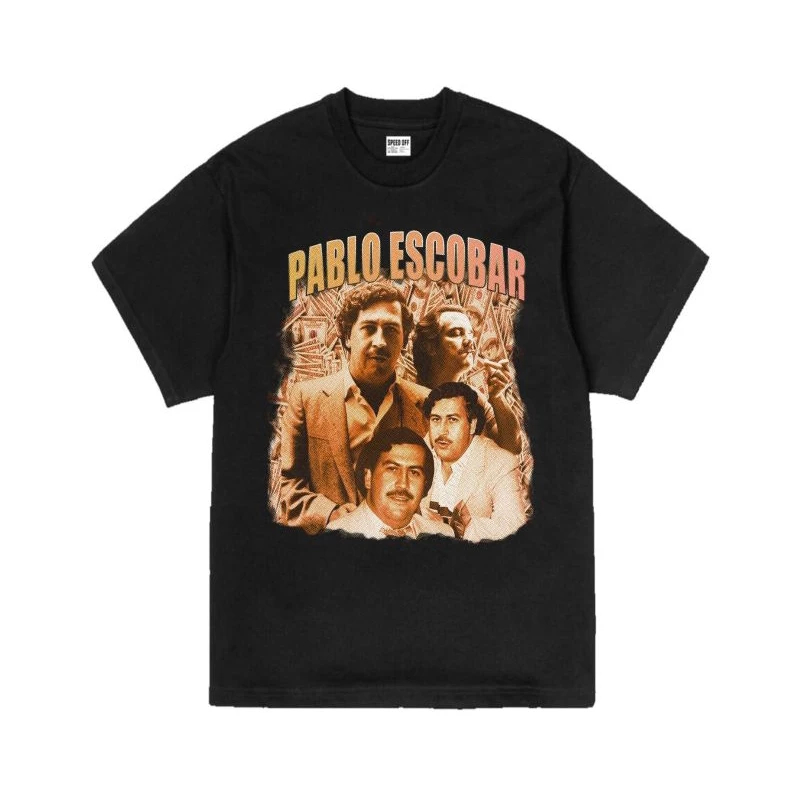KAOS T-SHIRT PABLO ESCOBAR HITAM RETRO