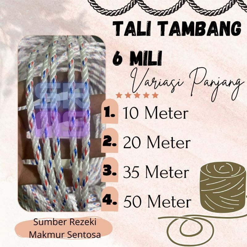 

TALI TAMBANG PLASTIK 6 MM 50 METER / TALI TAMBANG PPD / TALI 6 MM 50 METER / TALI TAMBANG 50 METER 6MM