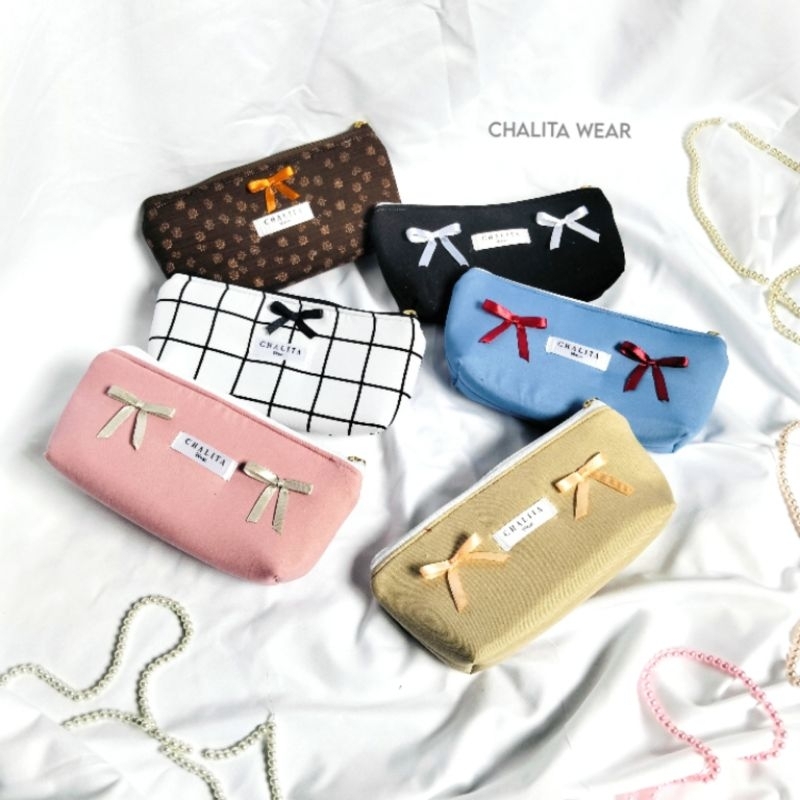 

CHALITA coquette minne pouch korean pencil case aesthetic • cute ribbon pouch