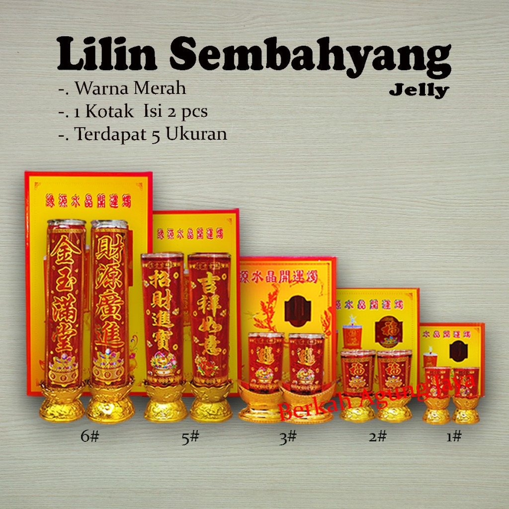Lilin Jelly Merah 5# / Lilin Jelly Sembahyang / Lilin Jelly Gelas Kaca