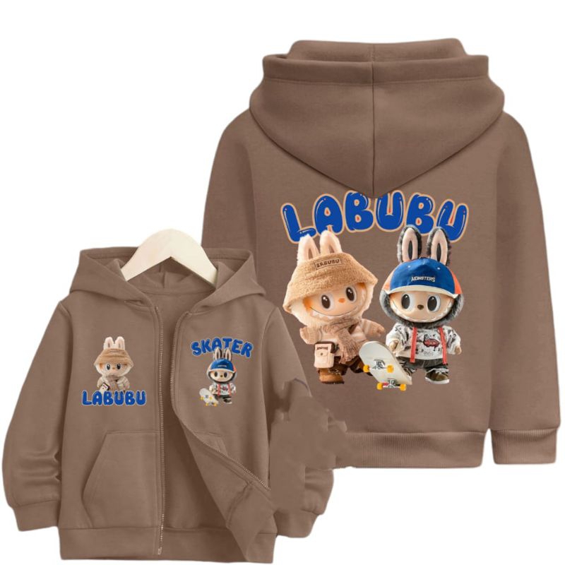 sweater zipper anak labubu 4-12 tahun/jaket resleting anak labubu cewek/cowok