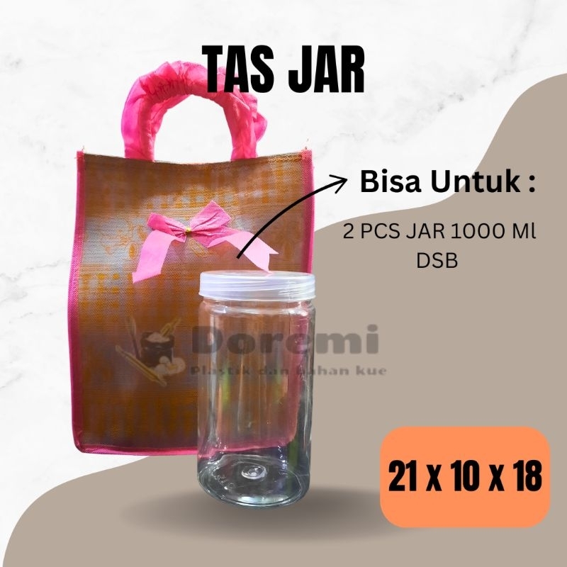 

Tas kain Jar 21x10x18 Tas hampers jar 1000ml Tas snack box ultah Kado hajatan oleh oleh