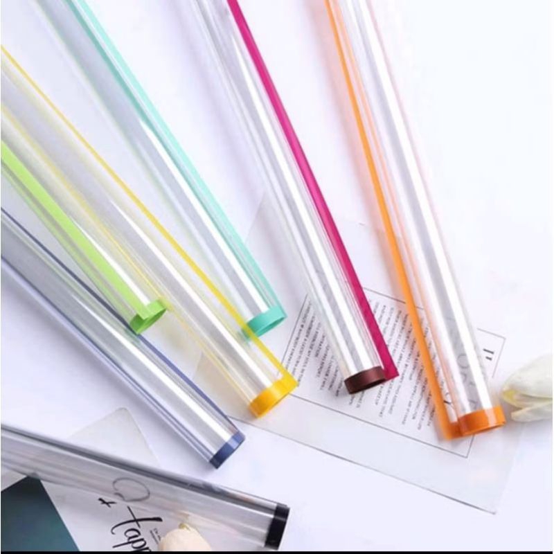 

1 Lembar Cellophane Clear List Color - 1 Lembar Kertas Buket Bening List Warna Warni