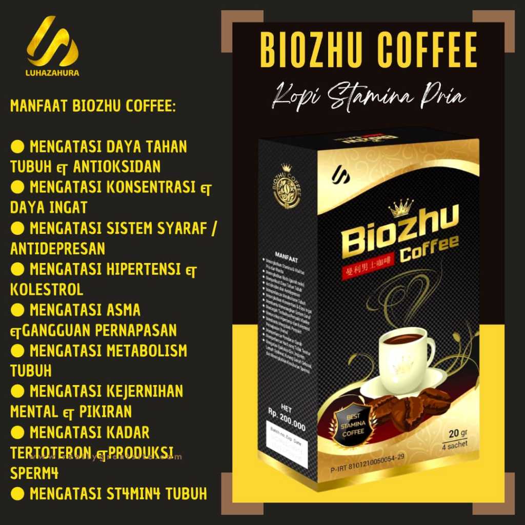 

BIOZHU COFFEE 1 BOX ISI 4 SACHET PREMIUM QUALITY MINUMAN SERBUK KOPI KESEHATAN