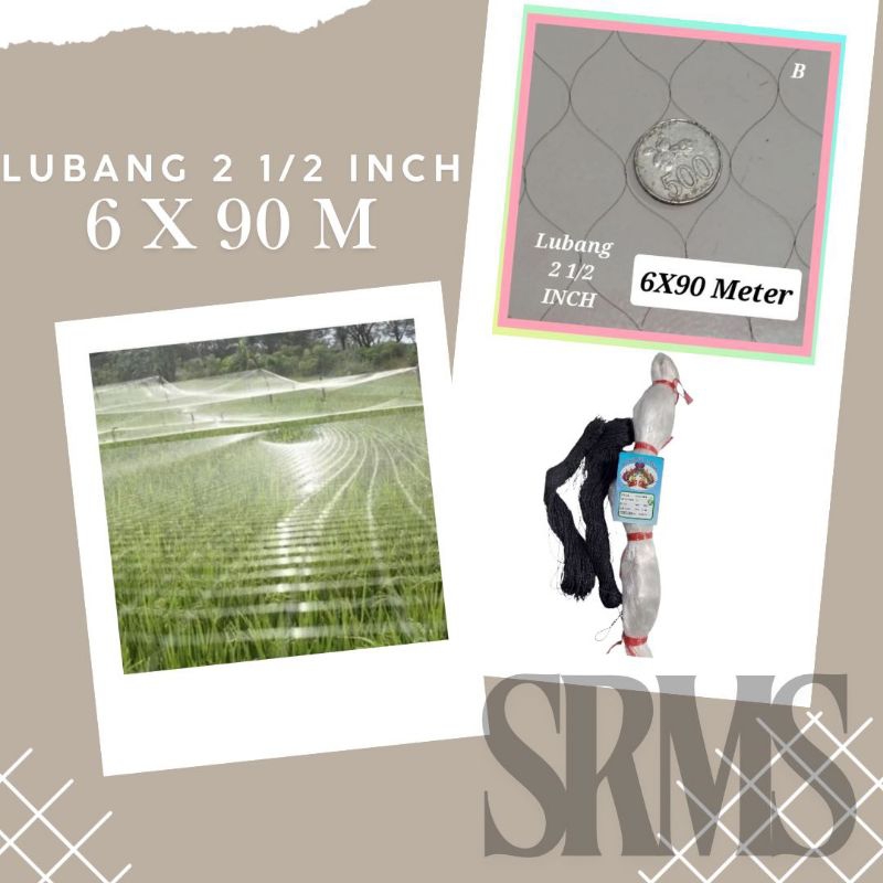jaring burung sawah 2 1/2 inch 6x90 meter / jaring burung pipit dan emprit / jaring penutup sawah / 