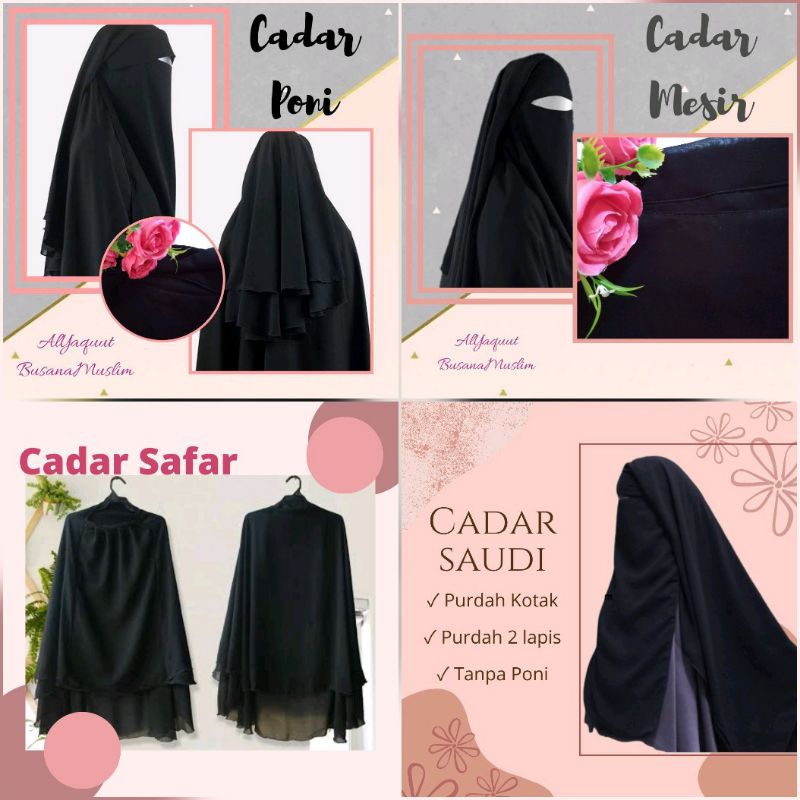 Cadar Niqab Niqob Tariim Long Yaman Poni 2 Layer 1 Layer Purdah Oval Kotak Sifon Silky Cadar Tali Ba