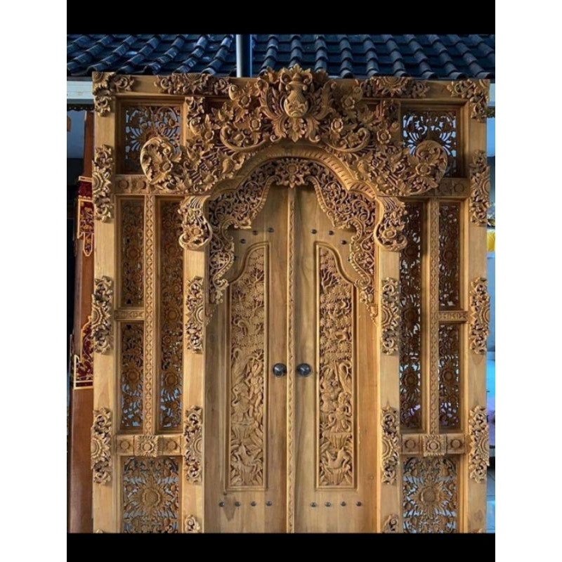 pintu ukir style bali kayu jati