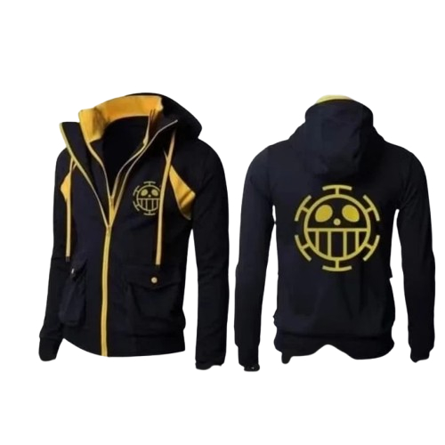 Jaket Anime Trafalgar Law Double Zipper Hight Quality / Jaket Anime Double Sleting Terbaru / Jaket W