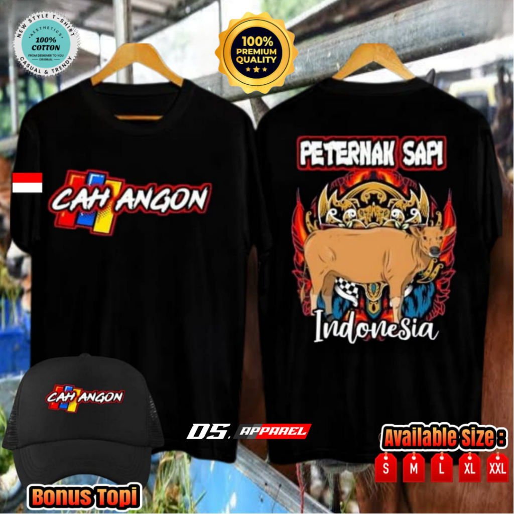 KAOS DISTRO CAH ANGON PETERNAK SAPI INDONESIA DESAIN KEREN BONUS TOPI