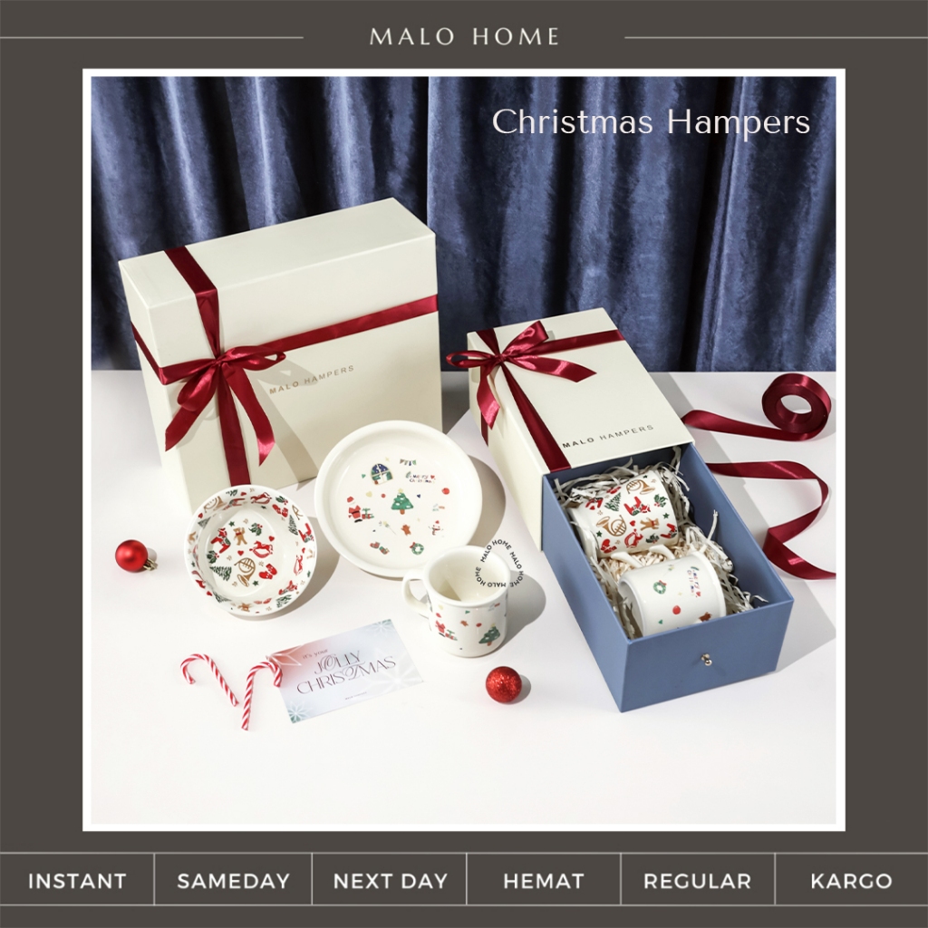 

MALO HOME - Christmas & New Year Hampers Kado Natal Hamper Set Premium Hadiah Natal Tahun Baru Piring Kado Hadiah Set