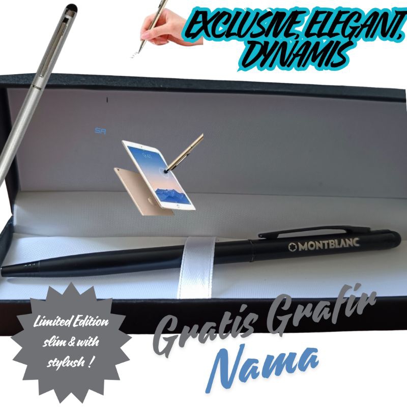 

pulpen bolpoin Montblanc slim stylush Grafir Nama Exclusive Elegant Dynamis Gratis grafir nama