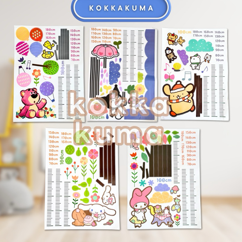 Stiker PENGUKUR UKUR TINGGI BADAN karakter kartun / alat pengukur tinggi badan anak [KOKKAKUMA]