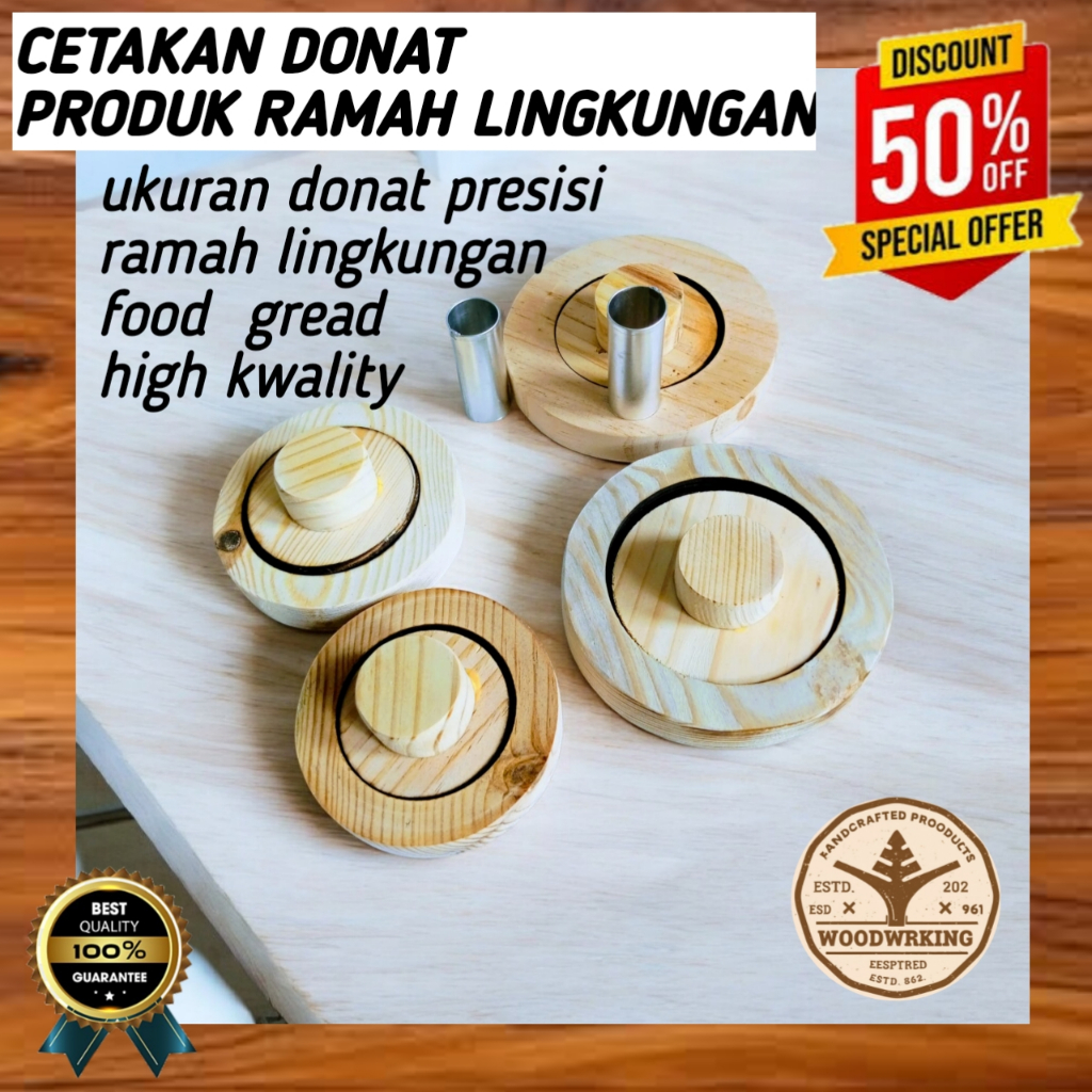 CETAKAN DONAT KAYU 1set  Cetakan donat tahan lama Alat cetak donat  Cetakan kayu donat anti lengket