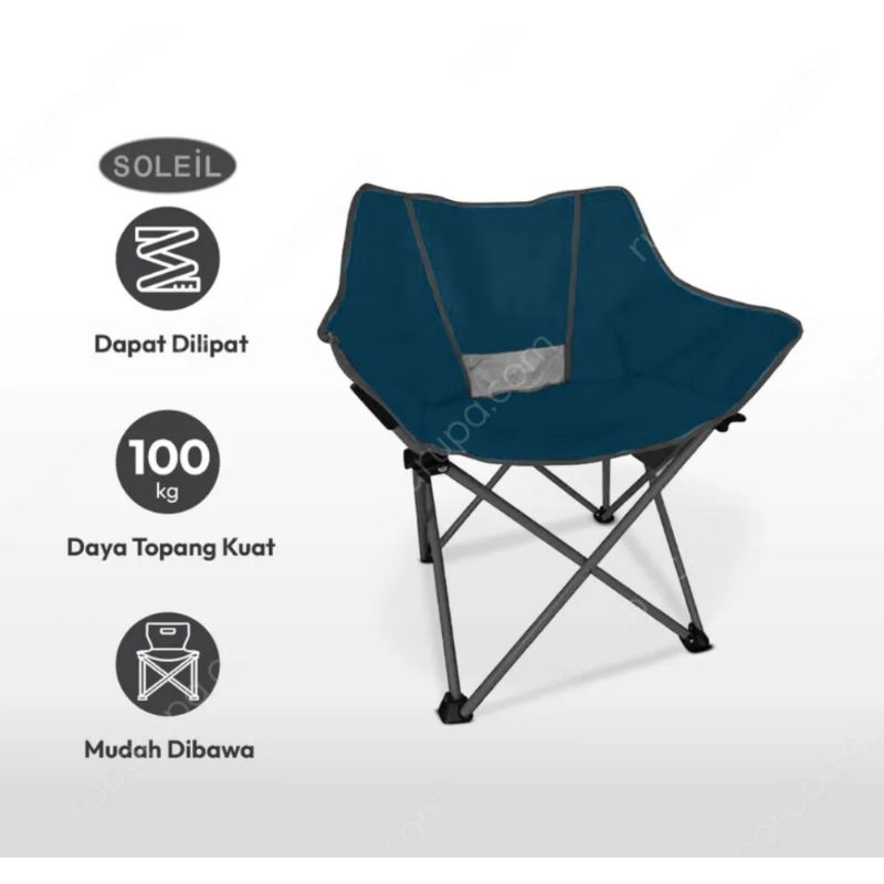 Soleil Kursi Lipat - Biru Tua/kursi santai/kursi camping/kursi outdoor