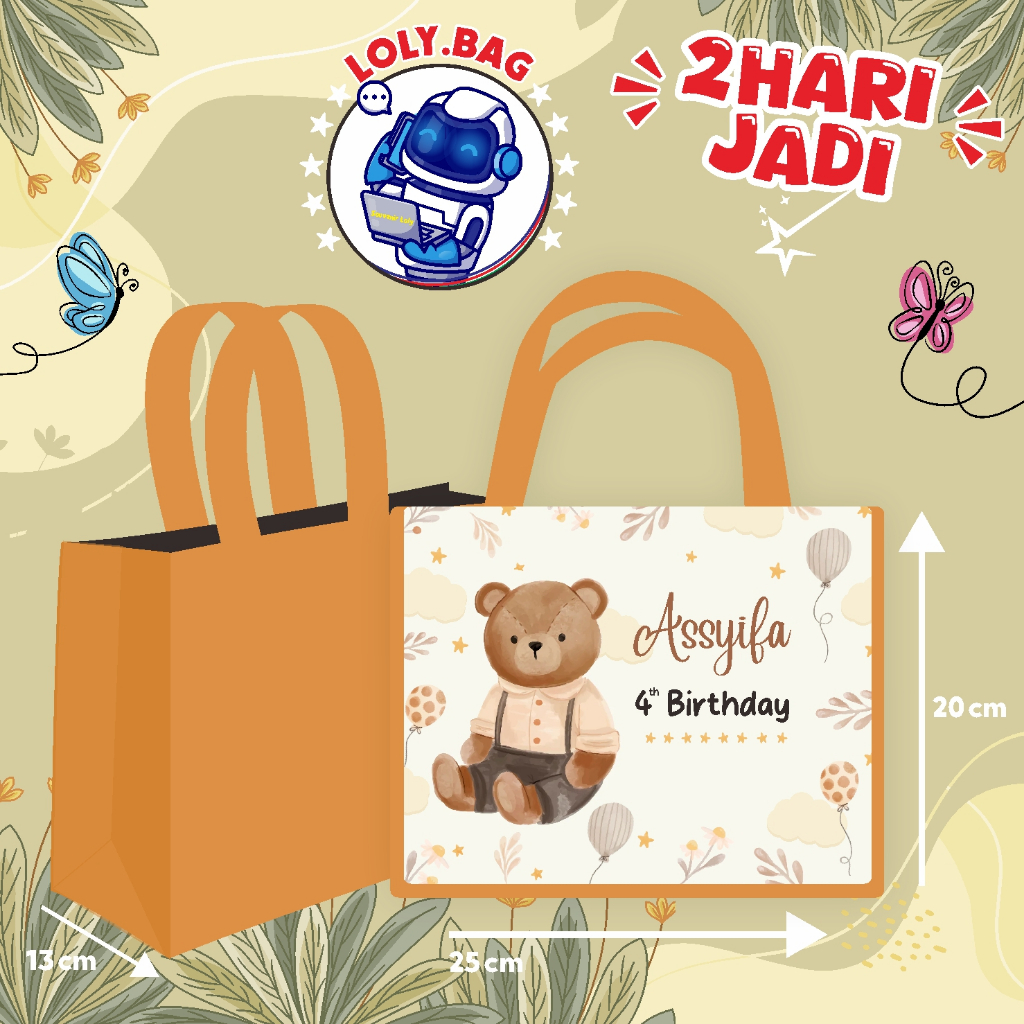 

Tas Ultah / Tas Ulang Tahun Murah/Goodie bag murah/souvenir ultah/Tas tema Teddy Bear / Boneka