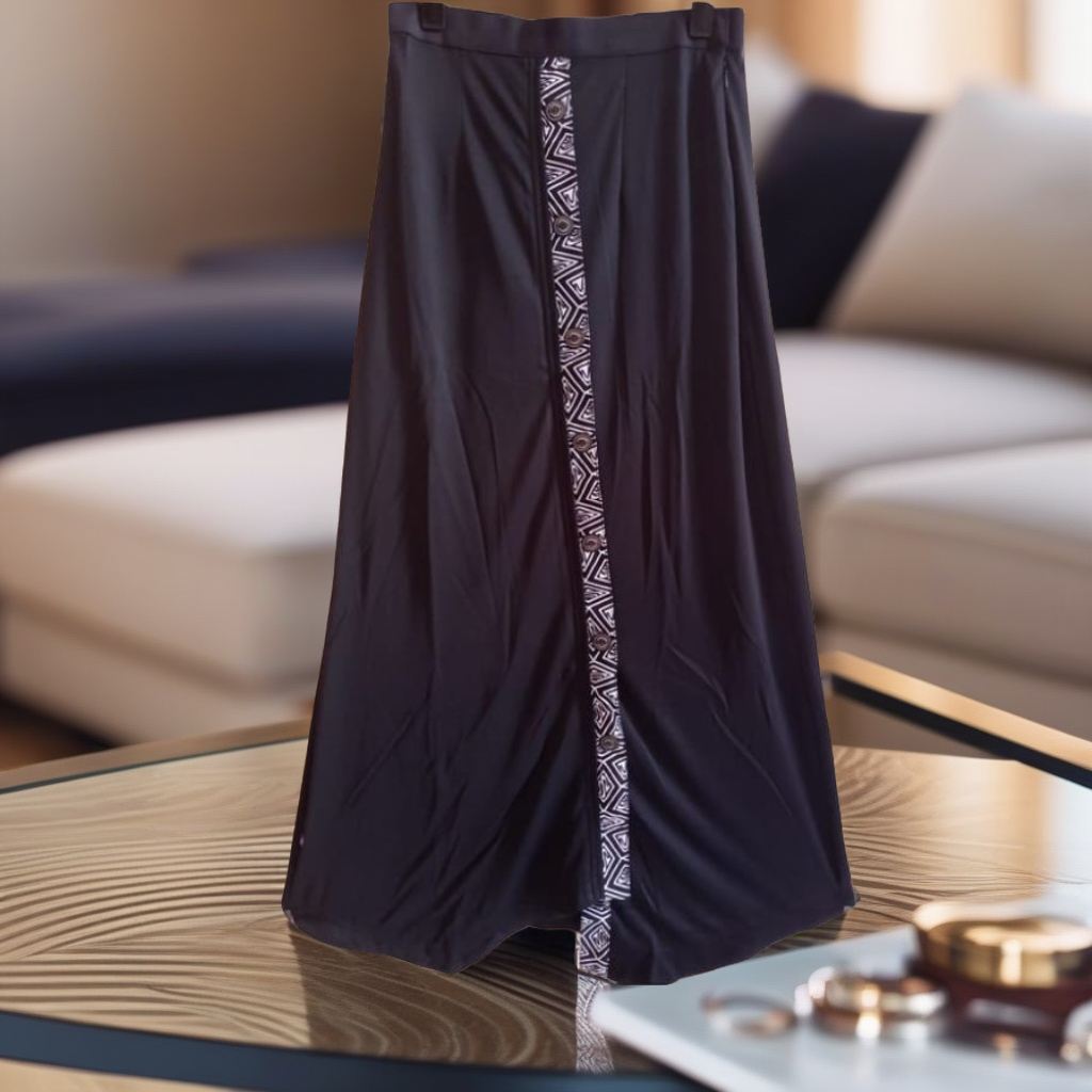 ROK JERSEY PANJANG MODEL A DAILY OUTFIT REMAJA WANITA  RABBANI RUBY HITAM