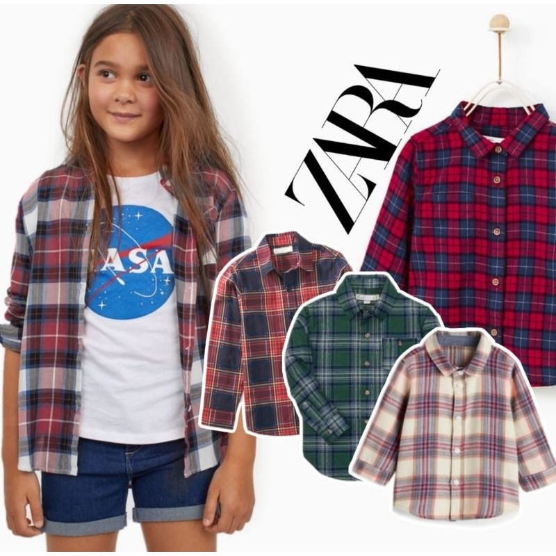 Kemeja Flanel Anak Perempuan ZR 4-14 Tahun