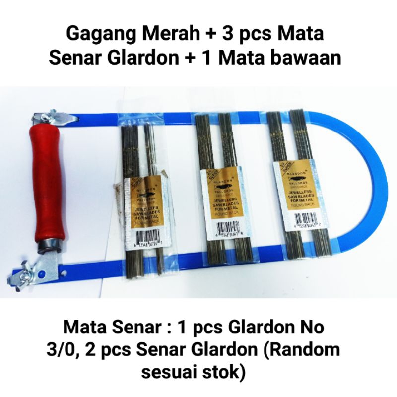 gagang gergaji ukir dan 3 mata Glardon senar untuk mengukir sejenis besi dan logam