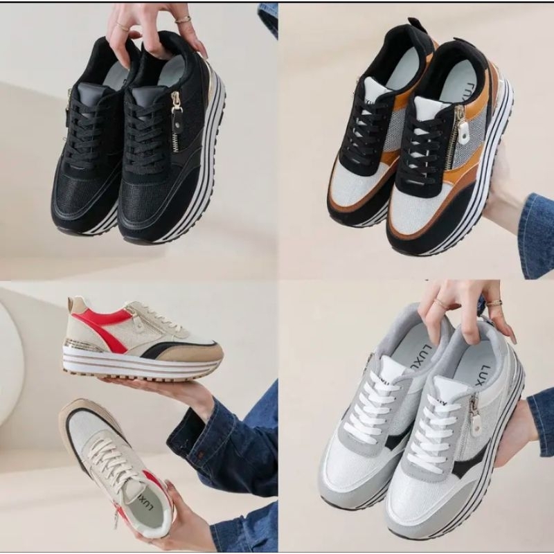 Luxus sepatu sneaker wanita kasual olahraga alas sepatu karet
