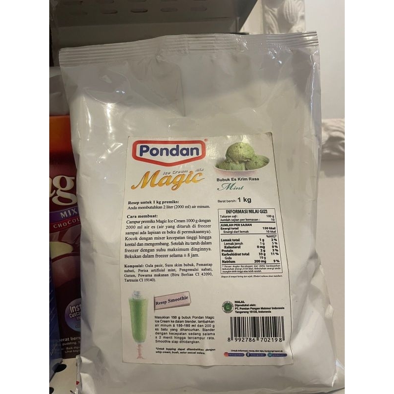

Pondan Hard Ice Cream Mint 1kg