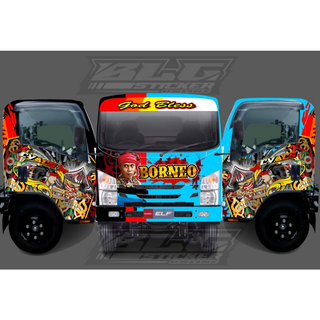 STIKER FULL KABIN TRUCK ISUZU ELF NMR71 GIGA DECAL PRINT VARIASI