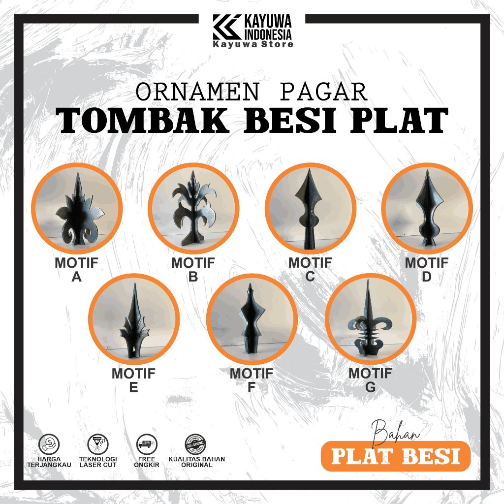 TOMBAK BESI PLAT / TOMBAK PAGAR / ORNAMEN PAGAR
