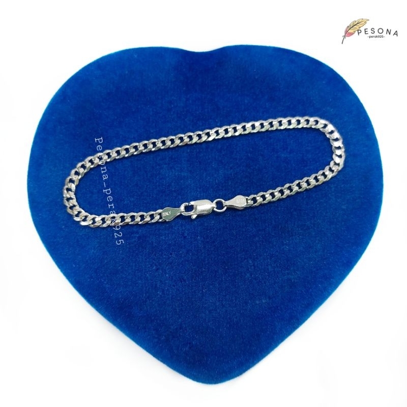 Gelang Tangan Pria Wanita perak asli 925 lapis emas - Model Rantai Sisik Naga - Perhiasan perak anak