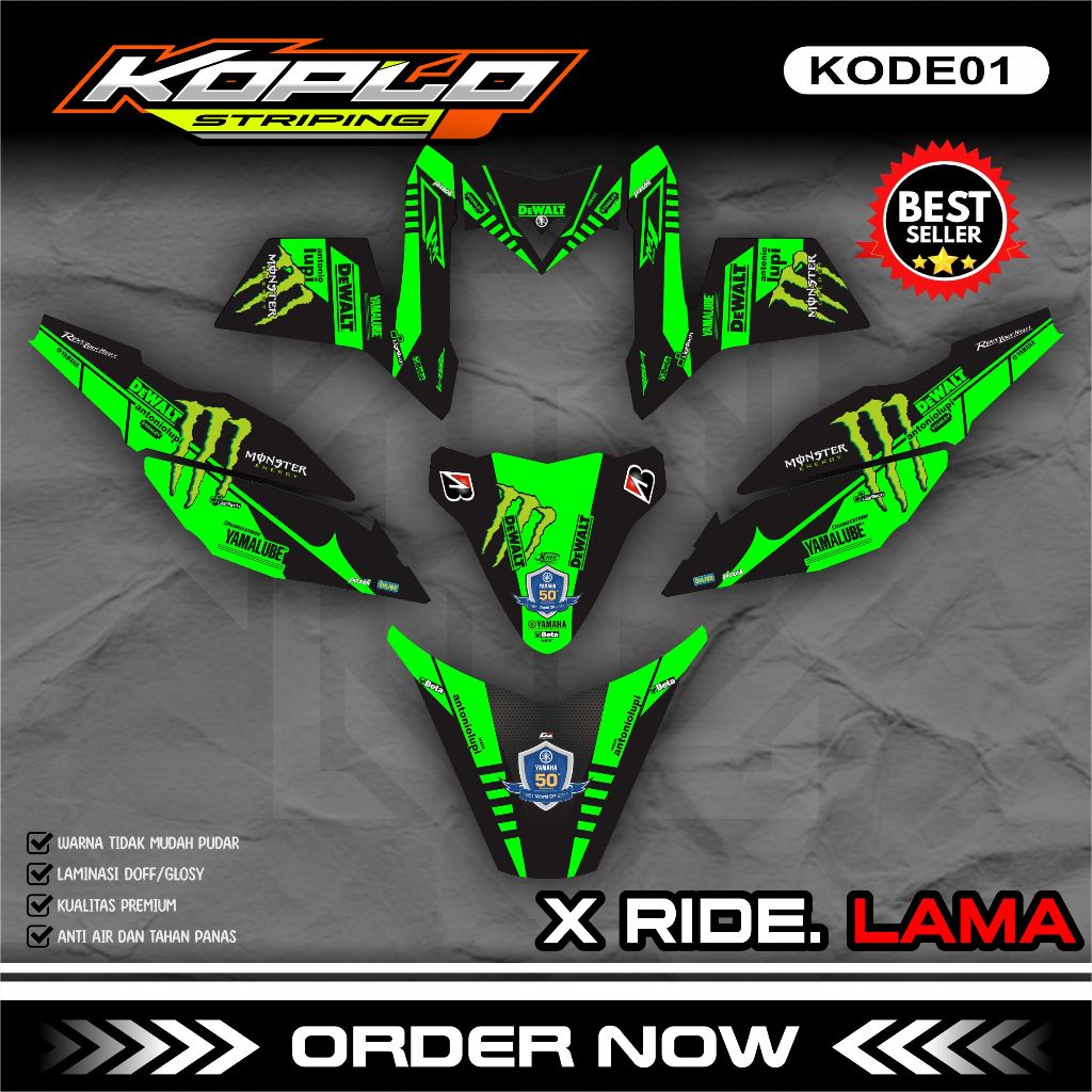 Sticker Decal Full Body Motor X-RIDE LAMA - Stiker Striping Full Body Dekal X-RIDE LAMA. KPL.01