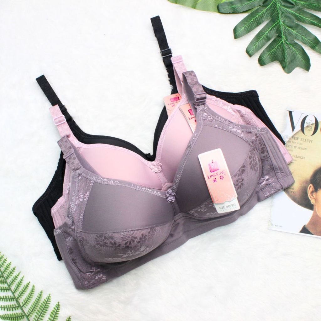 BRA WANITA LINGCAO TANPA KAWAT CUP BESAR ORIGINAL BH PEREMPUAN BUSA TEBAL C1