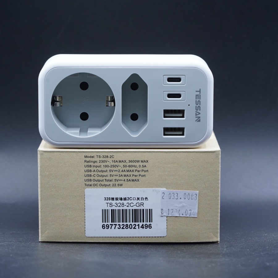 Stop Kontak 2 Lubang Multi Outlet Power Strip Cabang Multiple Wall Socket Extender with 2 USB Port 2