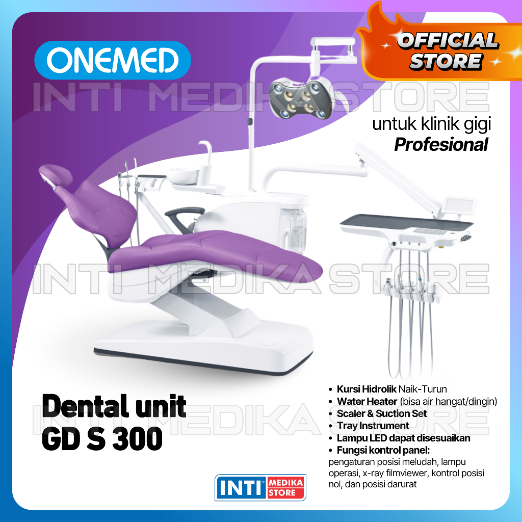 ONEMED - DENTAL UNIT CHAIR with LED Lamp + Water Heater + Scaler + Suction GLADENT GD S 300 | Kursi 