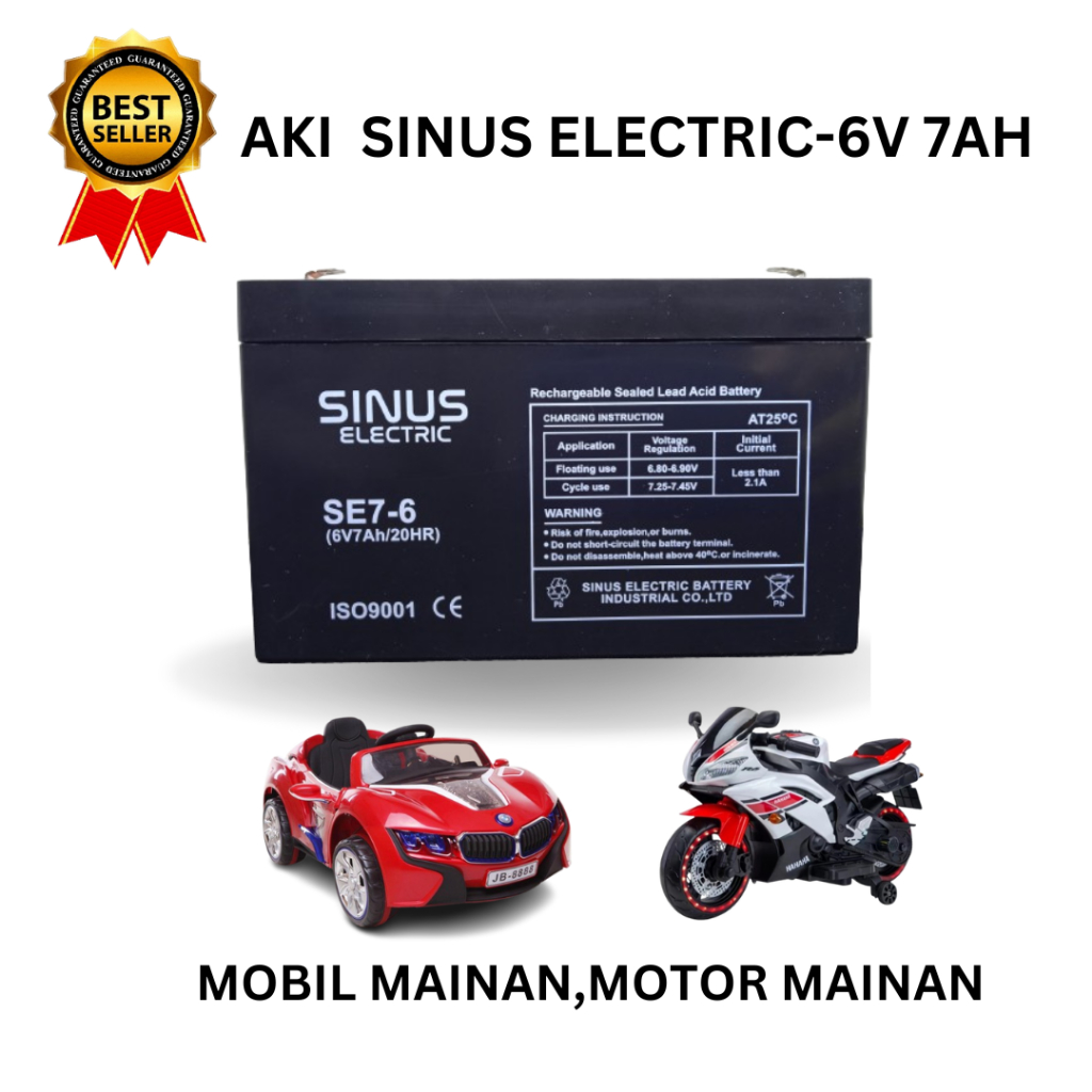 Aki Mainan Motor Anak 6V 7Ah Aki Motor Mainan Anak VRLA SINUS 7-6 BERKUALITAS