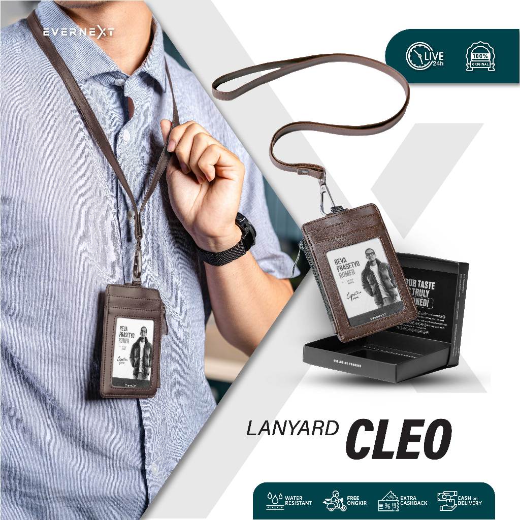 

EVERNEXT - LANYARD KARTU ID CARD HOLDER NAME TAG KANTOR TAS KALUNG DOMPET KARTU GANTUNG CLEO